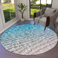 3D Rug Ocean Vortex Rug Deep Sea Hole Carpet Whirlpool Illusion Mat Round Depth Rug Optical Floor Art Sea Abyss Rug Blue Swirl 40x40cm