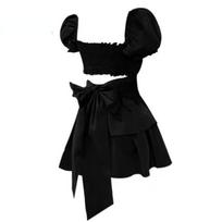 Balta seksuali mini suknelė be nugarų Moteriška korėjietiškos mados laisvalaikio elegantiška vakarėlio suknelė Moteriška raukinta Kawaii Lolita vakarinė Y2k suknelė XL juoda