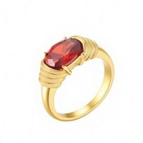Wind ring winding pattern oval ring retro ins wind niche 1.6cm raudona