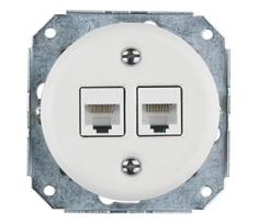 Bohemia-Design - Porcelianinis retro Ethernet lizdas be rėmelio 2x CAT.5E baltas