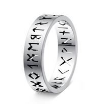 Viking Runes Hollow Out Titanium Steel Ring Unisex Popular Jewelry no. 6 sidabras