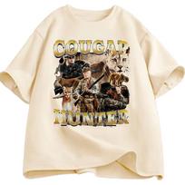 Cougar Hunter Fun Pattern Tshirt Summer Mens Womens Casual Cotton Fashion Harajuku Tshirt Mens Tshirt Street Wear Y2K M