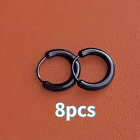 8pcs Black Resin Hoop Earrings - Clip-On No-Pierce Ear Studs, Clip-On Hoops Suitable for Sensitive Ears, Casual Attire, Parties 8pcs juoda