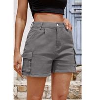 Women's Denim Casual Comfortable Color Workwear Multi-pocket Personality Street Shorts Women M