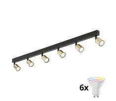 LED RGBW Reguliuojamas taškinis šviestuvas TOP 6xGU10/6,5W/230V 2700-6500K juoda/auksinė