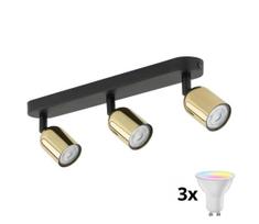 LED RGBW Dimeriuojamas taškinis šviestuvas TOP 3xGU10/6,5W/230V 2700-6500K juodas/auksinis