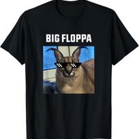 Big Floppa Meme Cat T-Shirt for Men Women Girls Kids XXL juoda