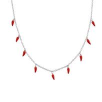 Sidabrinis paauksuotas raudonojo čili pipiro aštrus pakabukas Choker ilgos grandinėlės karoliai Fine Jewelry Vestuvės Rock Punk vakarėlis sidabras