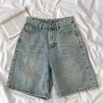 Retro Denim Shorts Women Summer High Waist Loose Wide Leg Straight Short Pants Versatile Casual Half Pants Female Streetwear XS