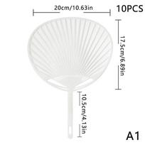 10 dalių baltas plastikas kūrybiškas patvarus japoniškas vėduoklis Uchiwa „Pasidaryk pats“ rinkinys Vėduoklio rėmas rankdarbiams Rankinio vėduoklio gamyba as the picture