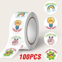 100-500Pcs 1inch Good Job Praise Up Cute Reward Stickers Roll Reward Student Stationery Seal Lables