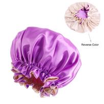 Double Layer Satin Sleep Bonnet Large lace Bath Hair Cap New Shower Caps  Makeup Tool tamsiai mėlyna spalva
