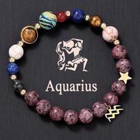 Europe, America and Other Eight Planets 12 Constellation Bracelet Stainless Steel Pendant Natural Stone Handmade Beaded Couple Bracelet