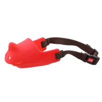 Soft Adjustable Head Strap Silicone Dog Muzzle Anti-barking Breathable Pet Mouth Cover Elastic Anti-bite Dog Mouth Mask Grooming (Red,M) raudona