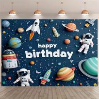 Universe Earth Space Planet Astronaut Backdrop Starry Sky Spacecraft Baby Birthday Party Photography Background Photozone Banner Vinyl 75X50cm