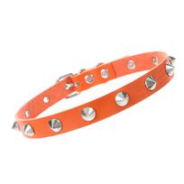 Harajuku Gothic Spike Studded Leather Choker Necklace for Women oranžinė