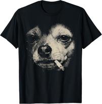 Dog Smoking Cigarette Funny Chihuahua Meme Kids Adults T-Shirt L