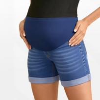European Maternity Denim Shorts - Summer Belly Support, Ripped Style, Lightweight, Wearable Outdoors L - 230g each
