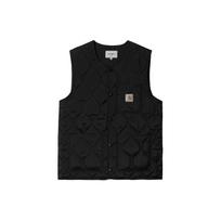 Carhartt WIP SS24 Skyton liemenė Austa kvadratinė etiketė Spaudės užsegimas Apvali apykaklė Liemenė Vyriškos liemenės Juoda I032989-89-XX M