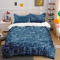 Blue Wave Pattern Bedding Set Decor Bedding set (1 duvet cover, 2 pillowcases, duvet not included) 135x200cm