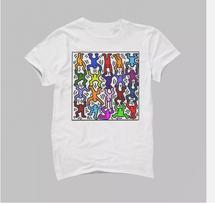 Keith Haring Daugiaspalviai Akrobatai Balti trumpomis rankovėmis marškinėliai L gray