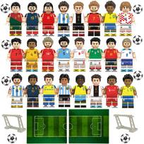 Statybinės kaladėlės Futbolo žvaigždžių minifigūrėlių rinkinys - Messi, Ronaldo, Pele, Bale Kaladėlių modelis Futbolo aikštės scena Žaislas Kūrybingas surinkimas Vaikų dovana Set K