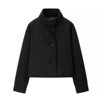 Women's Faux Suede Button Jacket Oversized Gathered Hem Short Length Coat Casual Vintage Outerwear With Pockets L juoda