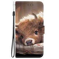 Gyvūnų dėklas Liūtas Panda Odinis telefono dėklas Motorola MOTO G15 G55 G35 G75 G85 5G G05 Piniginė Atverčiamas Coque Magnetinis Apsauginiai dėklai Artificial Leather&Motorola Moto G05 brown