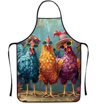Funny And Popular Product - Printed Apron Featuring Chicken Pattern. Suitable For Barbecue. Funny Apron. One Size auksas