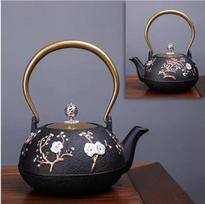Japanese High quality Cast Iron Teapot Induction Cooker Kettle With Strainer Tea Pot Oolong Tea Coffee Maker Office Tea set 1.2L gray