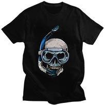 Custom Dive Diver Scuba Diving Skull T Shirts for Men Pure Cotton Tees Tshirt Short Sleeve T-shirt Clothes - Men's Summer Cot... S įvairiaspalvis