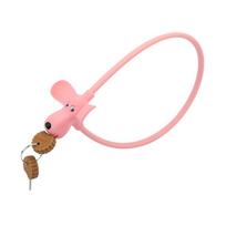 Bicycle Chain Lock With Keys Cute Dog MTB Road Bike Lock Anti-Theft Silicone Covered Cable For Cycling Helmet High Security Pink without hat