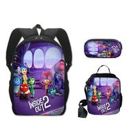 Inside Out 2 Mind Secret Service 2 Student School Bag Polyester Single Layer Pencil Bag Satchel Three-Piece Set (shipped according to pattern)
