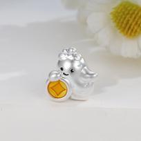 Sterling Silver 999 Astragalus Bead Jewelry: Pure Silver Braided Rope and Loose Bead Accessories sidabras