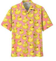 Hawaiian Casual Shirt Duck Print Men's Open Button Top Cool Comfortable Short Sleeves XXS
