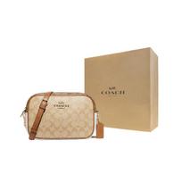 COACH Jamie Canvas With Leather With Refined Pebbled Leather Camera Bag, Shoulder Bag, Crossbody Bag Medium Womens Gift Box Set (Basic Set + Yellow Gift Box)