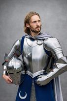 Medieval Knight Armor Outfit with Helmet, Half Body Steel Armor Suit, Warrior Costume for LARP Cosplay white