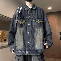 American retro old washed denim jacket men's autumn and winter loose trendy tooling jacket versatile S mėlyna