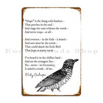 Viltis yra daiktas su plunksnomis Emily Dickinson Įkvepiantis eilėraštis Metalo ženklas Sienos Urvas Klubas Baras Garažas Dizainerio skardinis ženklas Plakatas 20x30cm（7.8x11.8inch）