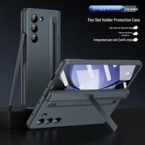 Samsung Z Fold8 Ultra telefono dėklas su rašiklio laikikliu ir ekrano apsauga Fold7/6, stovas rašikliui. Galaxy Z Fold4 blue