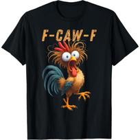 Vintage Crazy Roose Funny Crow F-CAW-F Chicken Humor T-Shirt for Men Women Pure Cotton Crewneck Short Sleeve Print Unseix Top S įvairiaspalvis