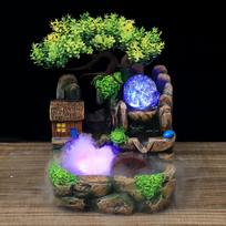 Simulation Resin Desktop Fountain Rockery Decor Atomizing Home Ornament Decoration220V EU Plug