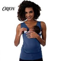 Baby Wrap Top Carrier Kangaroo Tank for Mom, V Neck Infant Sleeveless Top, Breathable Stretchy Shirt with Pocket S mėlyna