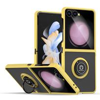 Matte dėklas šarvas Samsung Galaxy Z Flip 7 Z Flip7 FE apsauginiam dangteliui su žiediniu stovu, smūgiams atsparus korpusas Coque Fundas Galaxy Z Flip 7 geltona