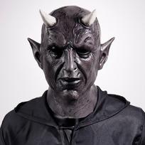 Cosplay Mefistofelio kaukė siaubo demono rago kaukė velnias žudikas latekso šalmas kaukių karnavalas Helovino vakarėlio kostiumų rekvizitai pilka spalva