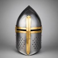 Rankų darbo Viduramžių XIV amžiaus Didysis šalmas Puikiai tinka Renesanso mugei, Cosplay, LARP, Helovino kostiumui Autentiška plieninio šarvo kopija