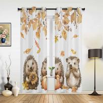 Rudens lapai moliūgas grybas ežys užuolaidos miegamajam svetainei užuolaidos virtuvei vaiko kambariui lango užuolaida namų dekoras 135W x 60H(cm) x1 beige