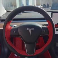 For Tesla Model 3 Model Y 2018- Hand stitched non-slip  Leather car Steering Wheel Cover 1