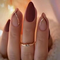 24-Piece Frosted Long Press-On Nails with Simple Fresh Design brown