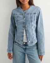 Women's Heavy Wash Casual Denim Jacket Small šviesiai mėlyna spalva